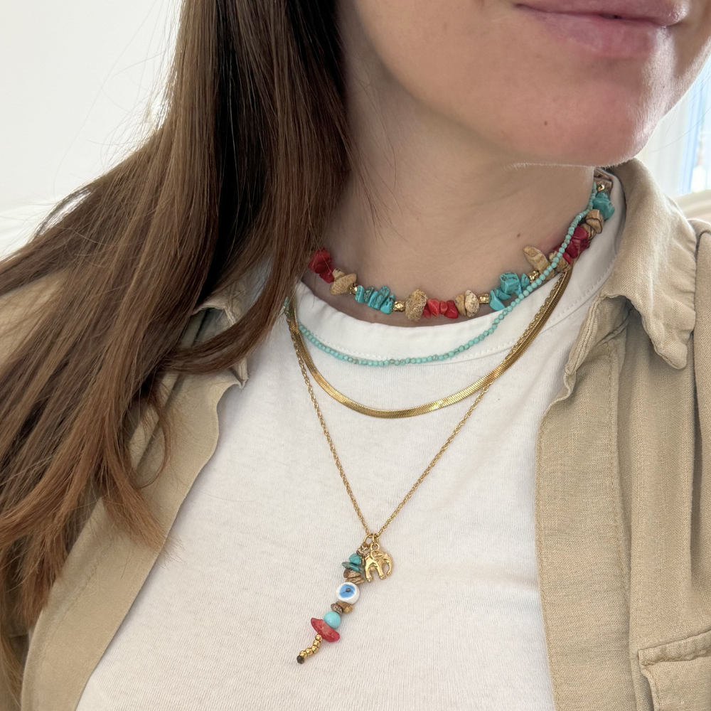 Set di Collane Sogni d’Azzurro in Acciaio Gold