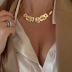 Collana Semi Rigida in Acciaio Gold con Gocce Piatte