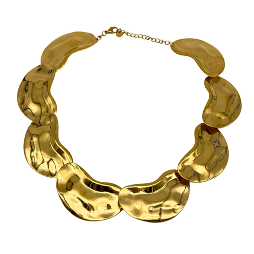 Collana Girocollo Semi Rigida in Acciaio Gold con Onde Martellate