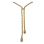 Collana in Acciaio Gold con Ciondoli a Goccia Brillanti