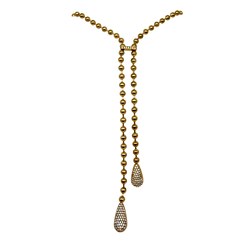 Collana Gold a Sfere con Ciondoli a Goccia Brillanti