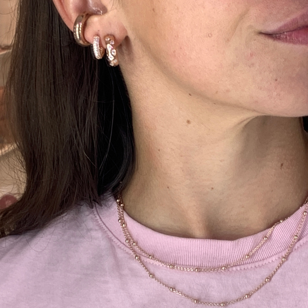 Collana Sfere Lunga in Argento Rosè