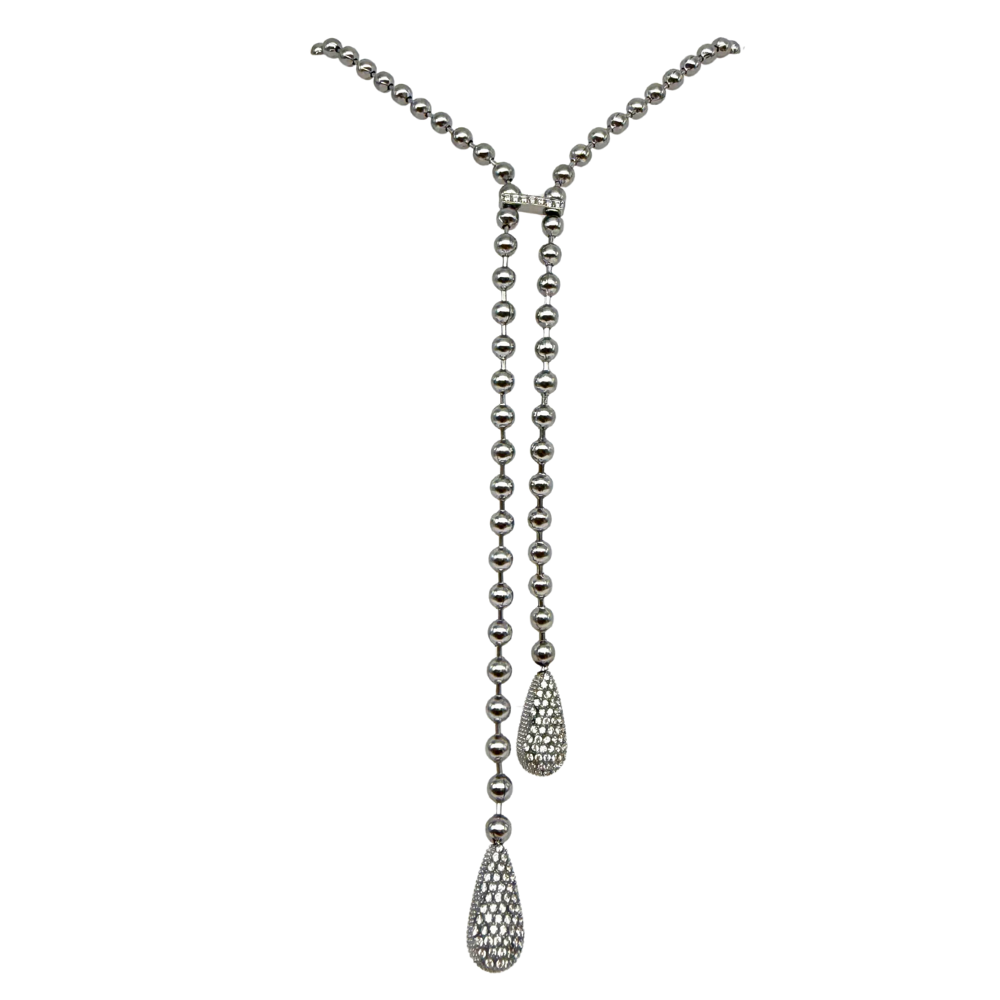 Collana Silver a Sfere con Ciondoli a Goccia Brillanti