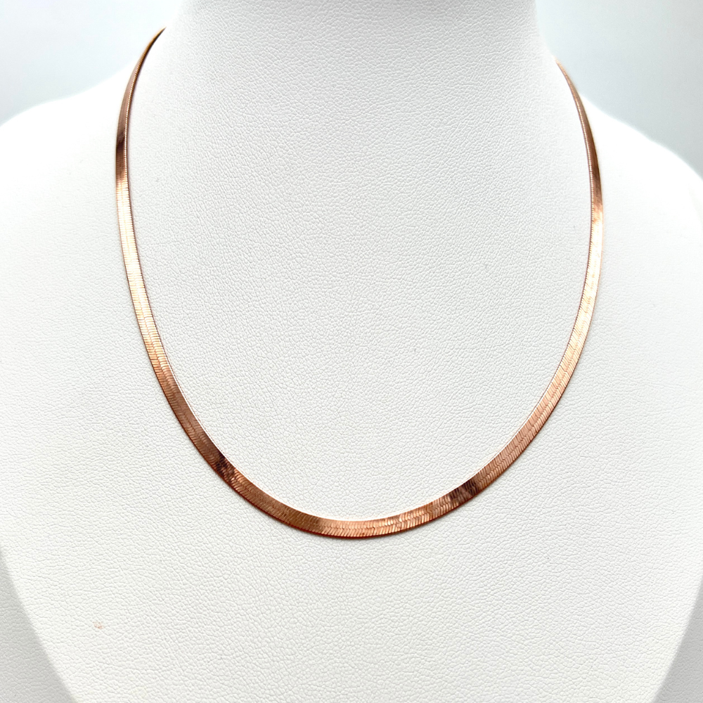 collana in argento placcata oro rosa snake