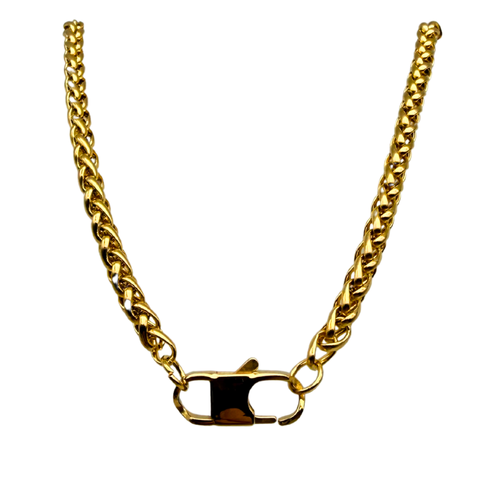 Collana Spina con Maxi Moschettone in Acciaio Gold