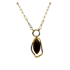 Collana Brown Stone in Acciaio Gold