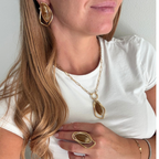 Orecchini Brown Stone in Acciaio Gold
