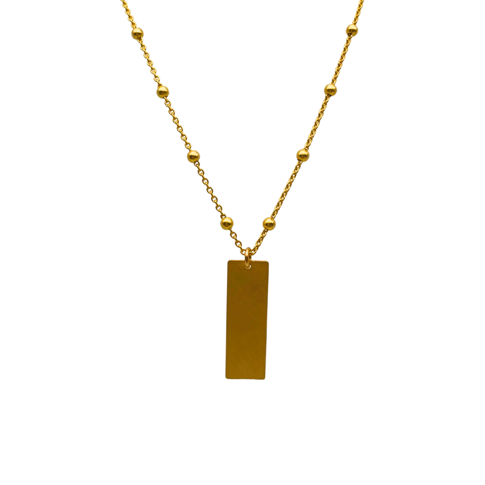 Collana Targhetta Satinata in Argento Gold
