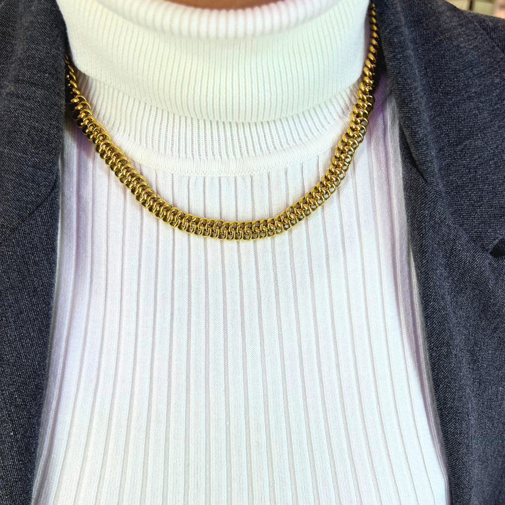 Collana Twist Chain in Acciaio Gold