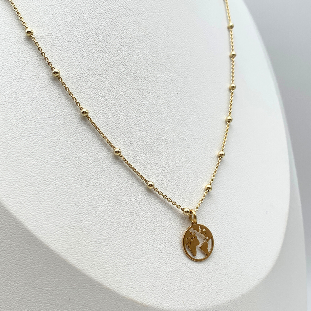 collana in argento gold con ciondolo mondo