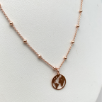 collana in argento 925 placcata oro rosa con ciondolo mondo