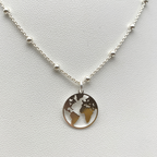 collana in argento silver con ciondolo mondo