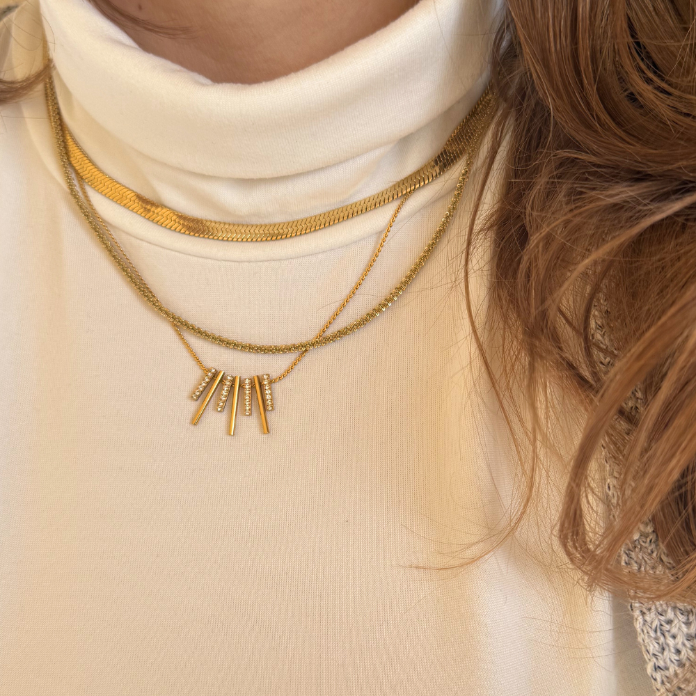Collana Diamantata in Acciaio Gold