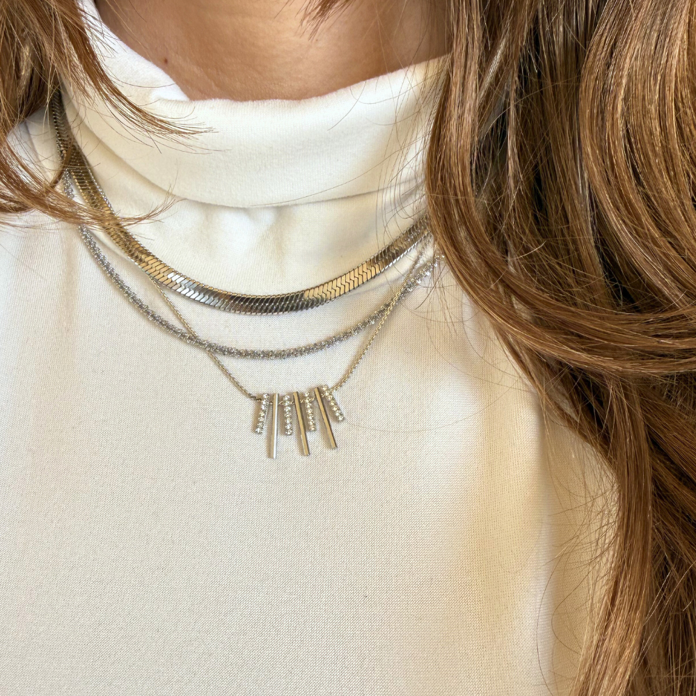 Collana Diamantata in Acciaio Silver