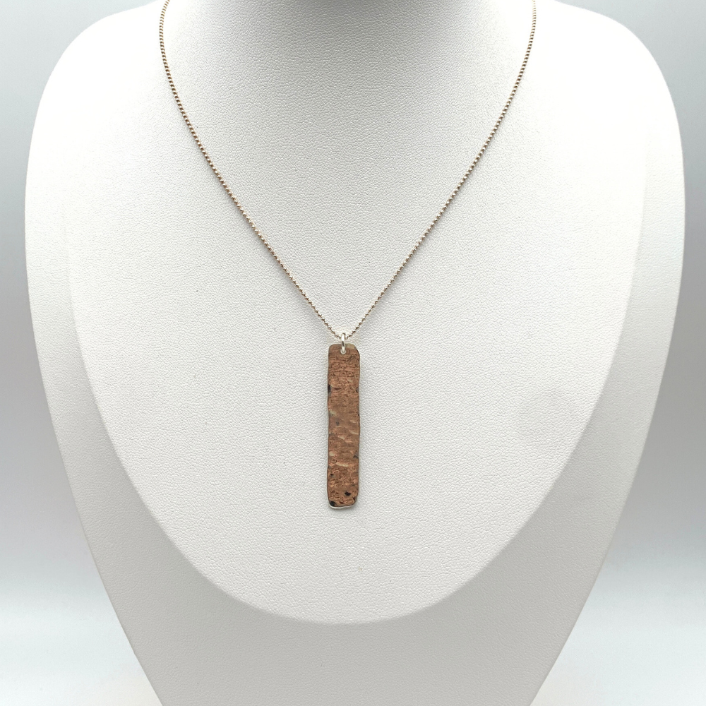 Collana Targhetta Martellata in Argento Silver