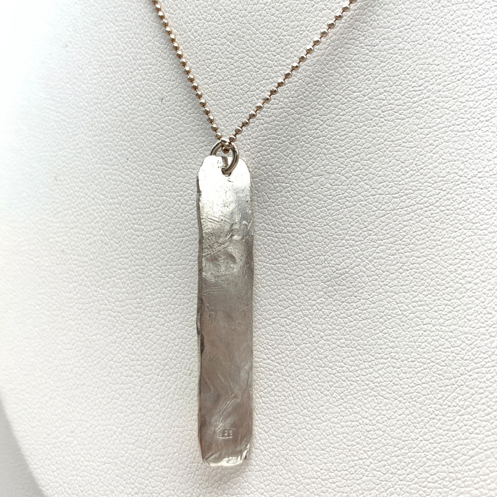 Collana Targhetta Martellata in Argento Silver