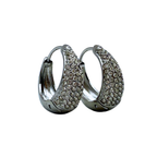 Orecchini Hoops Goccia Maxi con Strass in Acciaio Silver