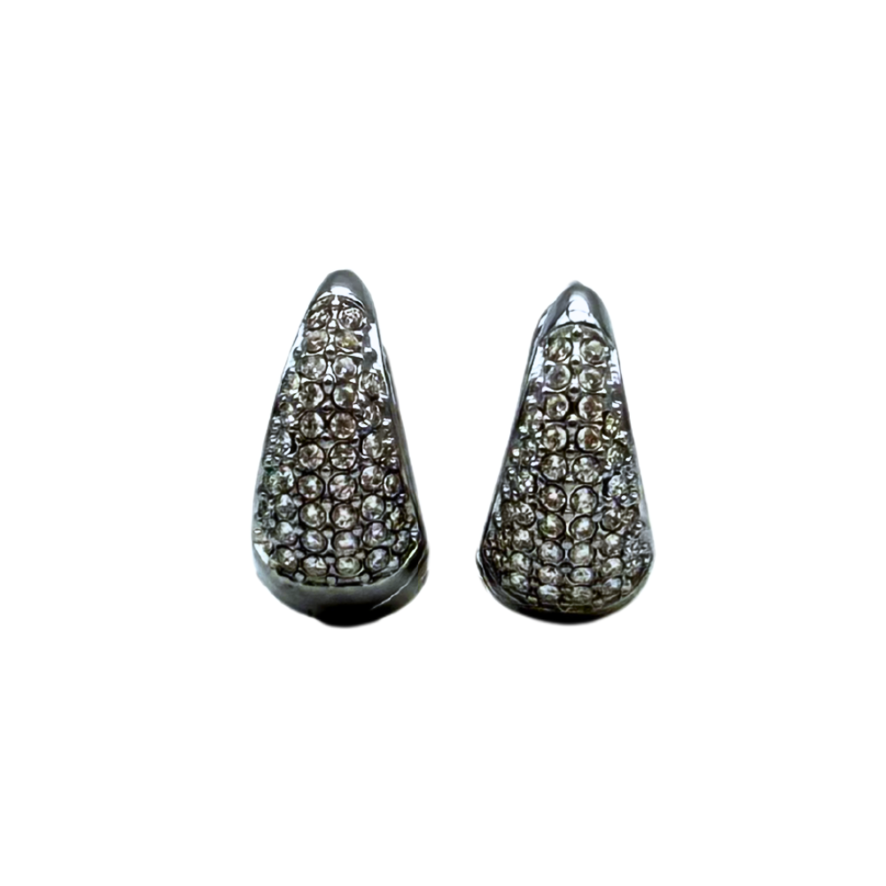 Orecchini Hoops Goccia SMALL con Strass in Acciaio Silver