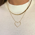 Cuore Essenziale – Collana Girocollo in Acciaio Gold con Ciondolo Stilizzato