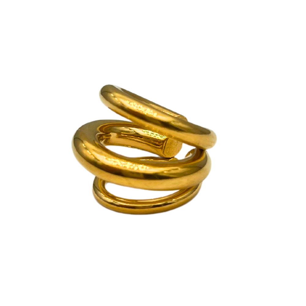 Ear Cuff Tre File in Acciaio Gold