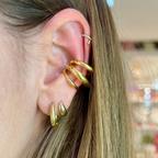 Ear Cuff Tre File in Acciaio Gold