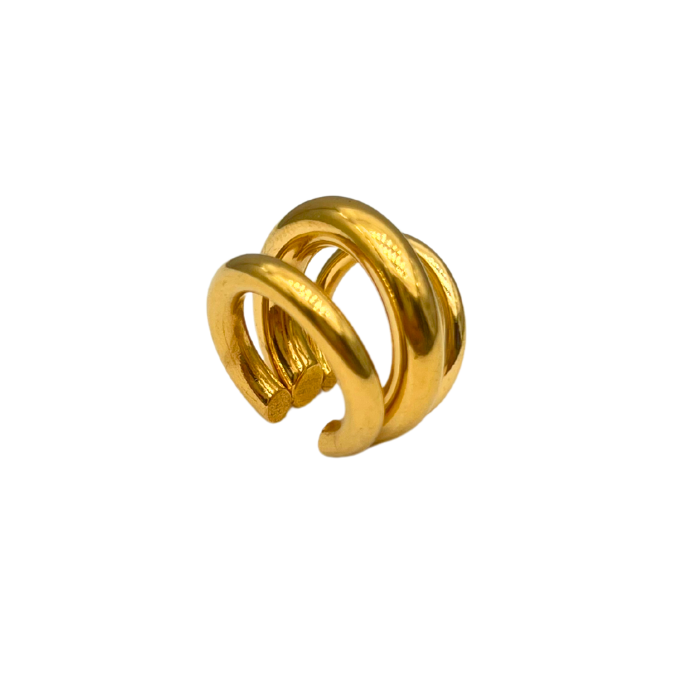 Ear Cuff Tre File in Acciaio Gold