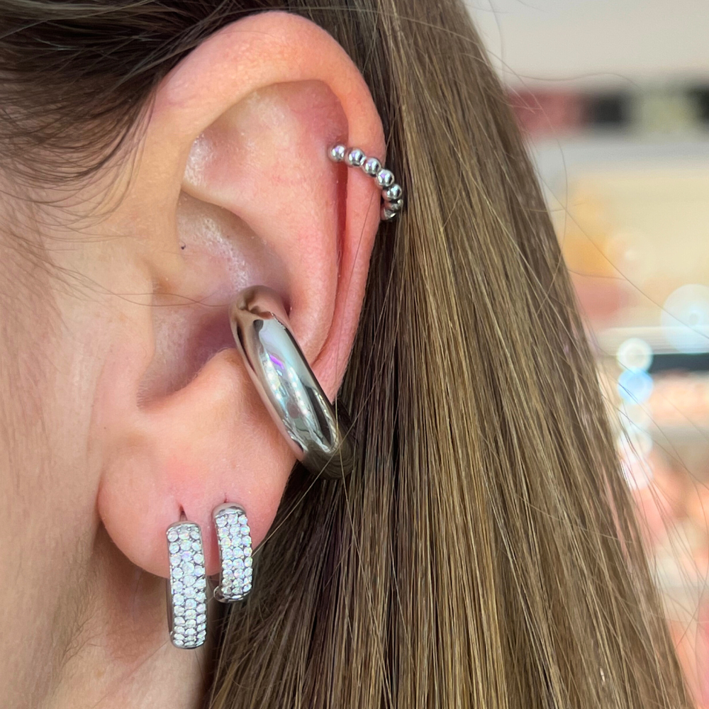 Ear Cuff Chunky Big in Acciaio Silver