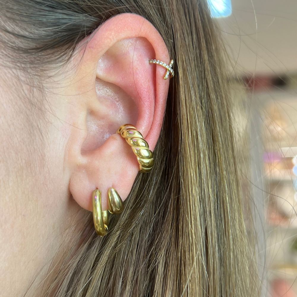 Ear Cuff Croissant in Acciaio Gold