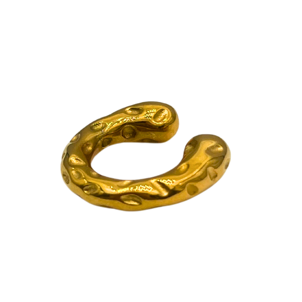 Ear Cuff Martellato in Acciaio Gold