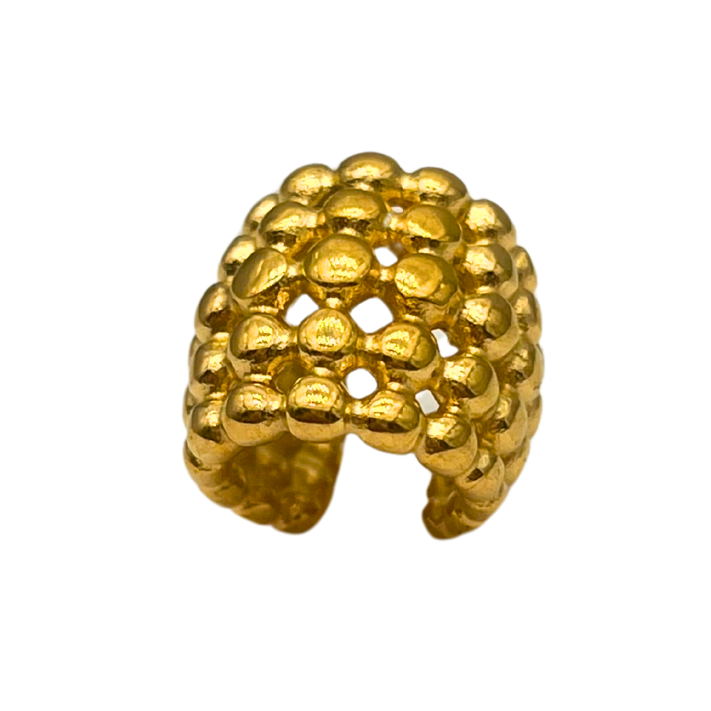 Ear Cuff Puntinato in Acciaio Gold
