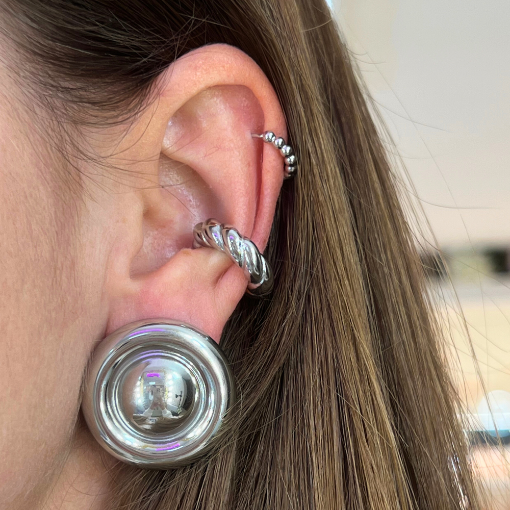 Orecchini Tondi Riflesso in Acciaio Silver