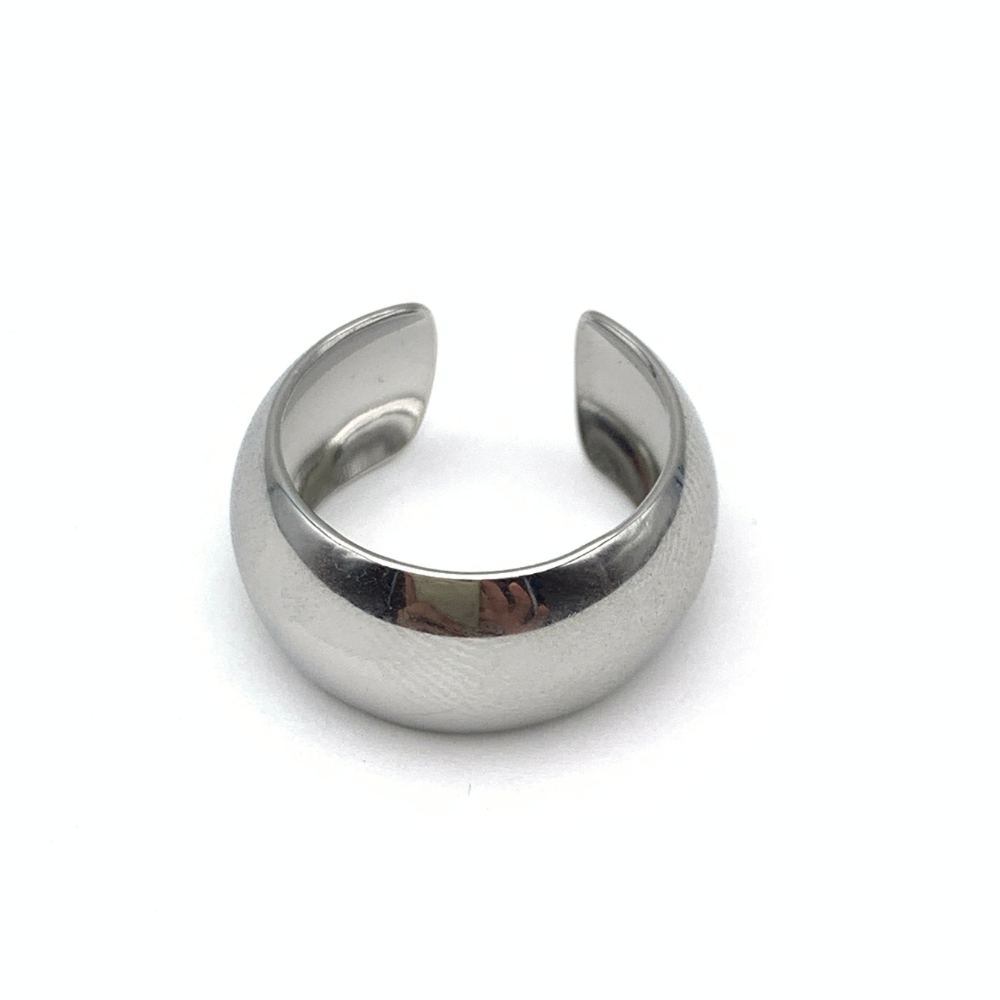 Ear Cuff Bombato in Acciaio Silver