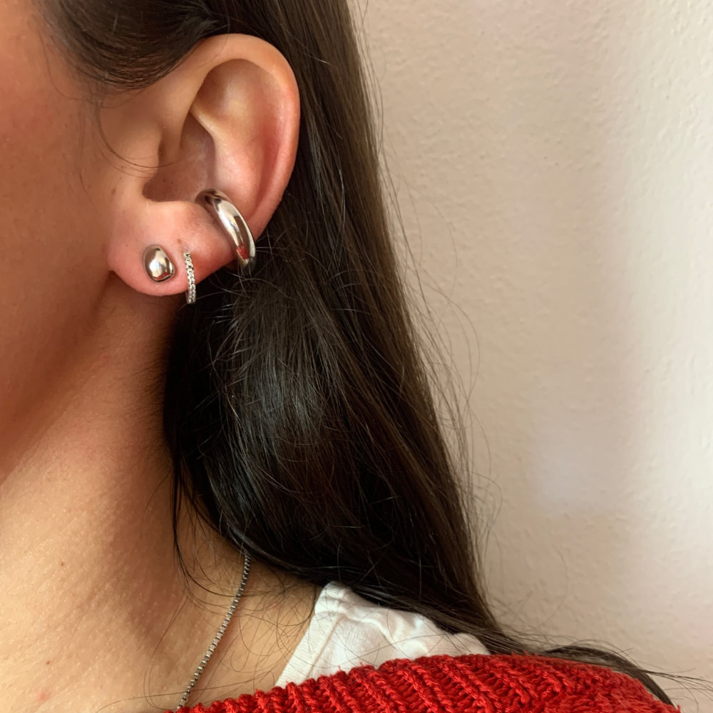 Ear Cuff Chunky in Acciaio Silver