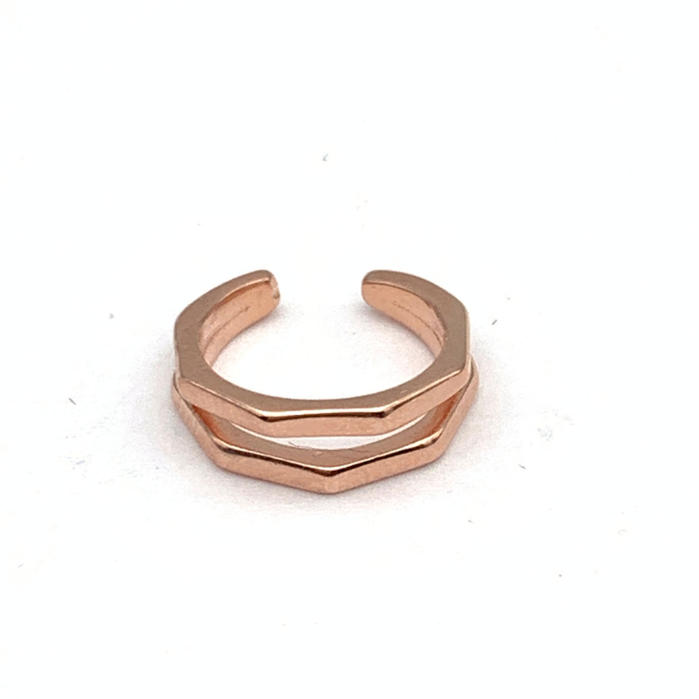Ear Cuff Doppia Fascia Minimal in Argento Rosè