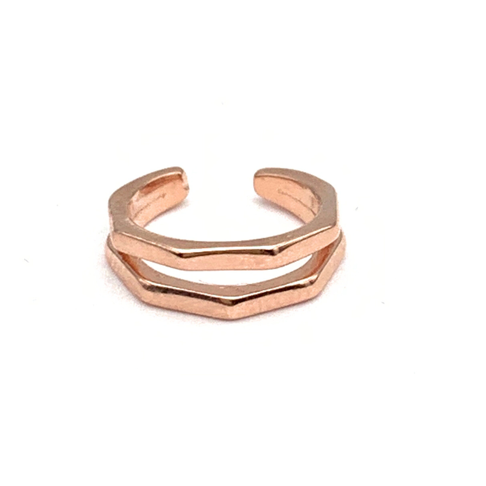 Ear Cuff Doppia Fascia Minimal in Argento Rosè