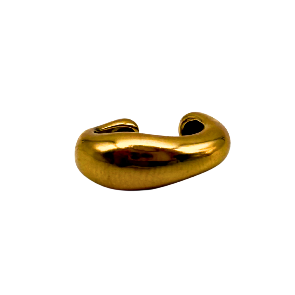 Ear Cuff a Onda Bombato in Acciaio Gold
