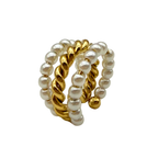 Ear Cuff Tris Perle & Torchon in Acciaio Gold