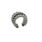 Ear Cuff Tris Perle & Torchon in Acciaio Silver