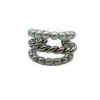 Ear Cuff Tris Perle & Torchon in Acciaio Silver