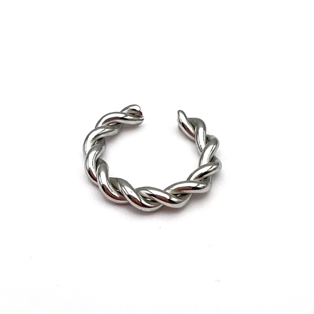 Ear Cuff Torchon in Acciaio Silver