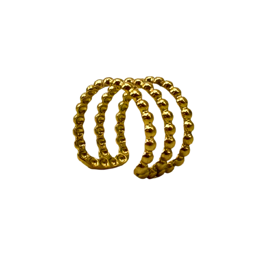 Ear Cuff Tris Puntinato in Acciaio Gold