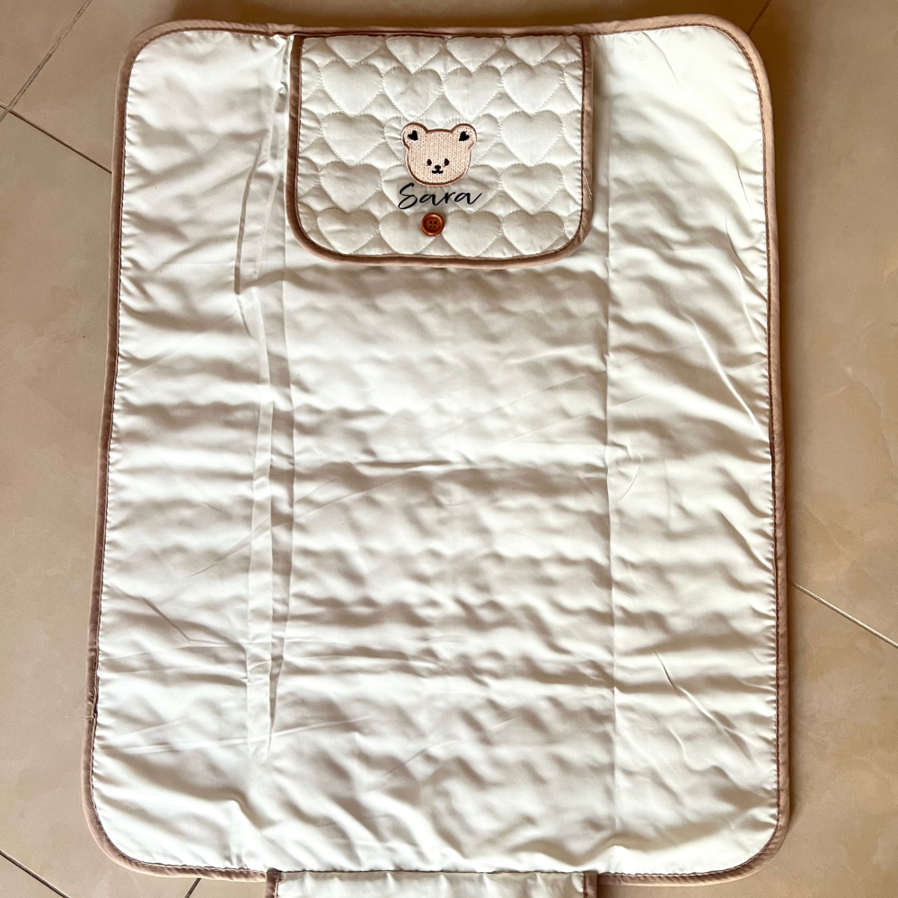 fasciato portatile che diventa astuccio da viaggio personalizzabile con nome per bambini