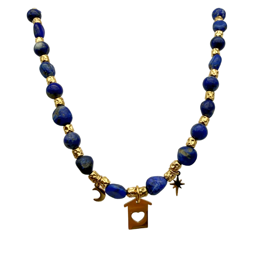 Collana Sweet Home in Acciaio Gold e Pietre Dure