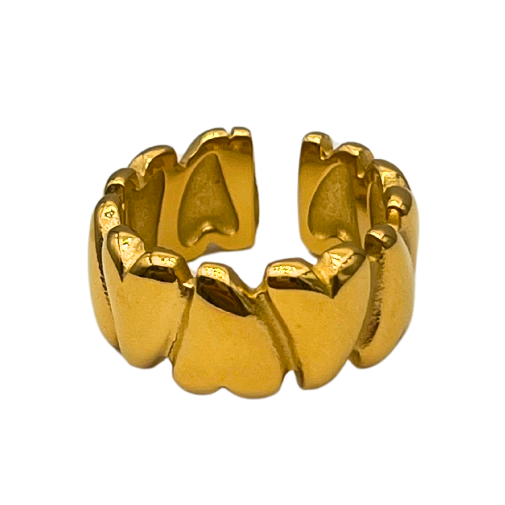 Anello Heart Chain in Acciaio Gold - WJ Gioielli