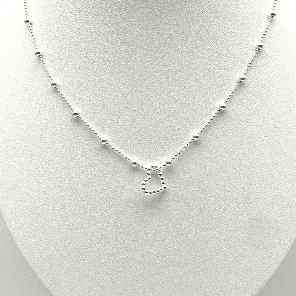 Collana Ciondolo Cuore Bubble in Argento Silver