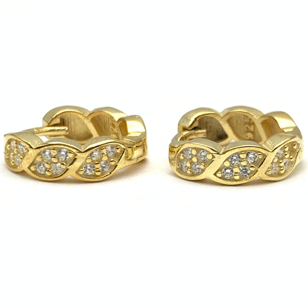 orecchini in argento gold croissant con zirconi bianchi