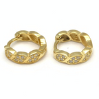 Mono Hoop Croissant con Zirconi Bianchi in Argento Gold