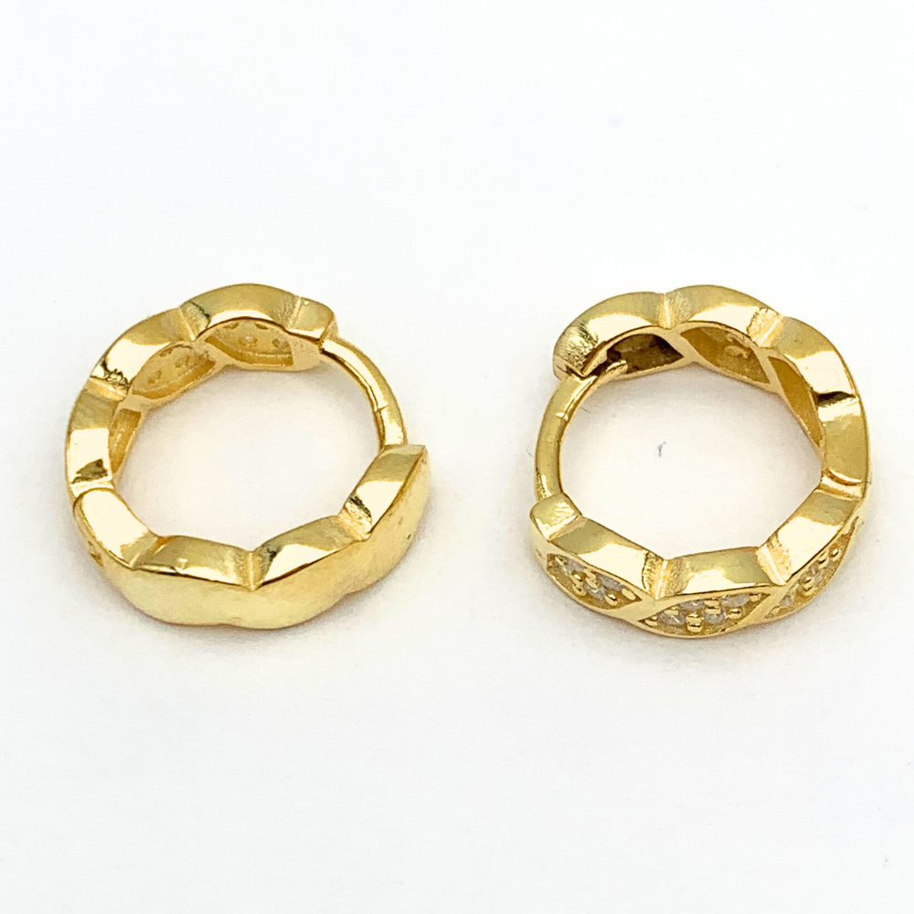 orecchini in argento gold croissant con zirconi bianchi
