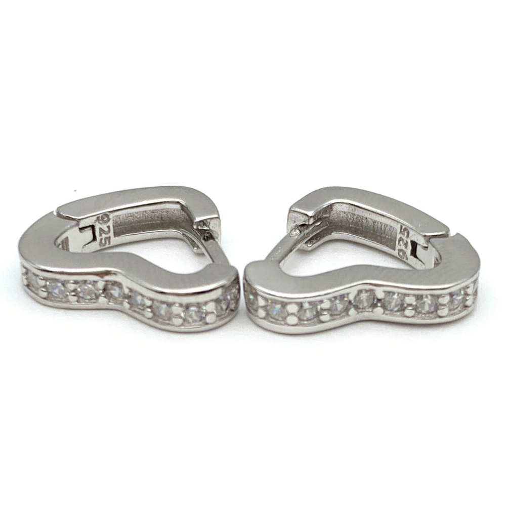 Mono Hoop Cuore con Zirconi Bianchi in Argento Silver