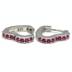 orecchino cuore con zirconi fucsia in argento silver